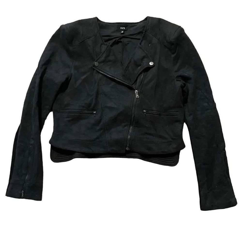 FATE Gray Suede Moto style jacket size large